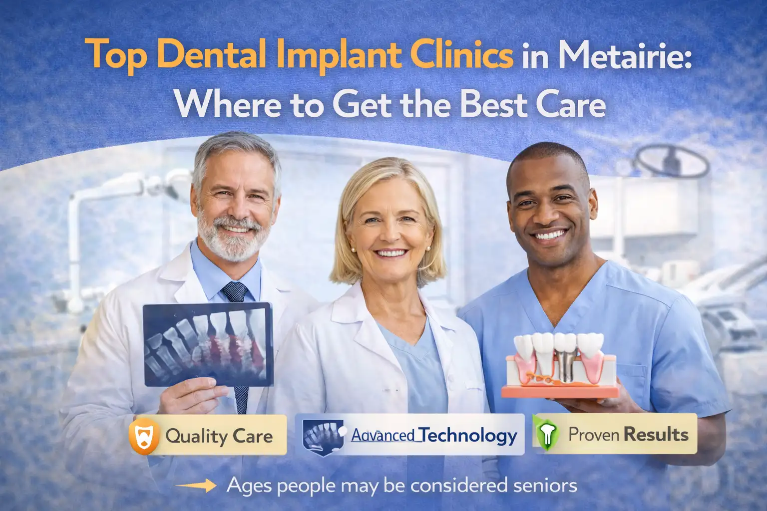 dental professionals at top dental implant clinics in Metairie, highlighting quality care for patients seeking dental implants.